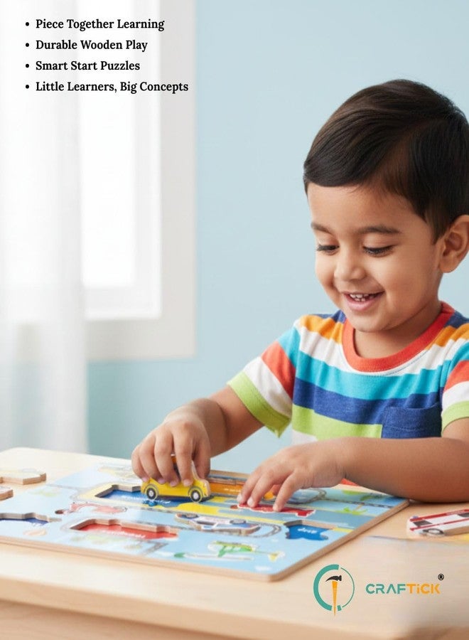 Craftick® KidsToys Pre-School Vehicle Wooden Puzzle Toys for Kids 3 + | Return Gift for Children | - Good for Toddlers, Nursery, Pre-School Kids - Image 5